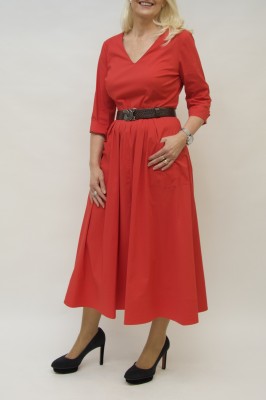 Steffen Schraut Kleid Baumwolle in leuchtendem rot 