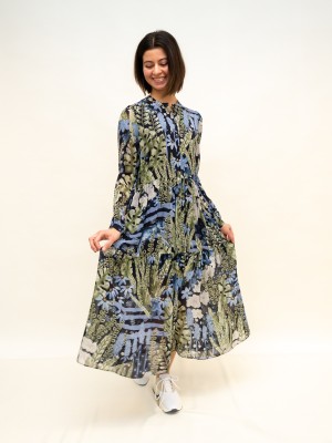 Iris von Arnim Langes Seiden Kleid langarm mit Blumen-Muster