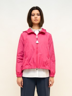 Moncler leichte Jacke in leuchtendem pink mit Kapuze